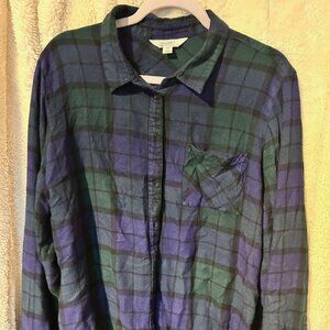 Market & Spruce Blue & Green Plaid Long Sleeve Shirt XXL